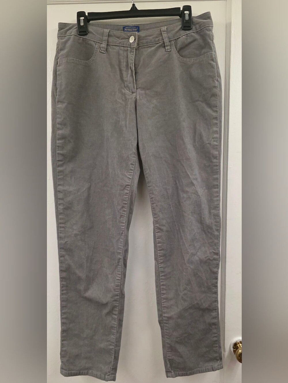 Pendleton Gray Corduroy Straight Leg Pants Size 14P Petite